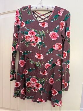 Latched Mama Floral Nursing Dress with Pink Roses (Sm)